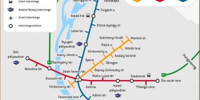 Mapa metra w Budapeszcie Węgry