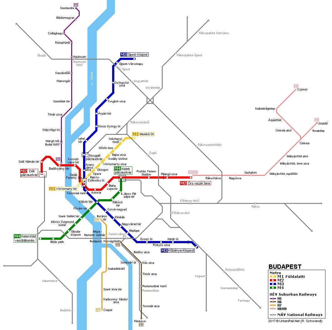 mapa Budapesztu хев
