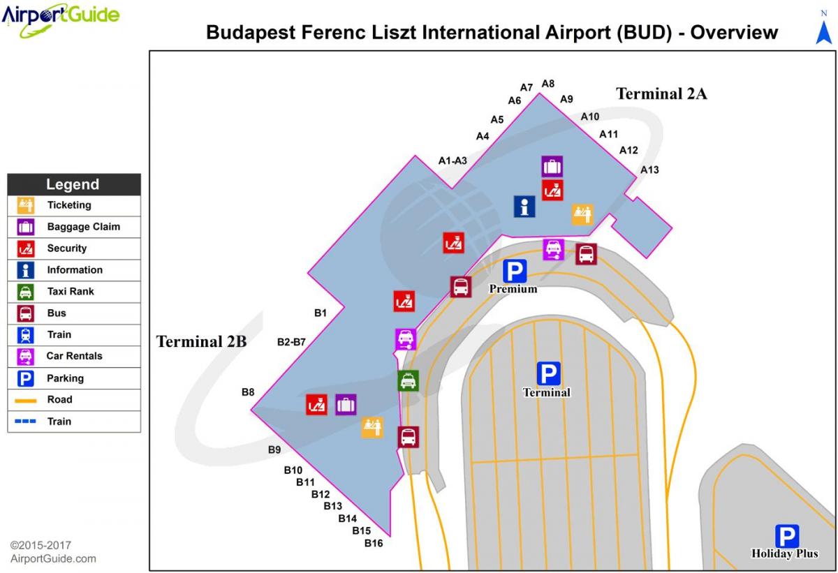 lotnisko Budapeszt mapie terminal 2a