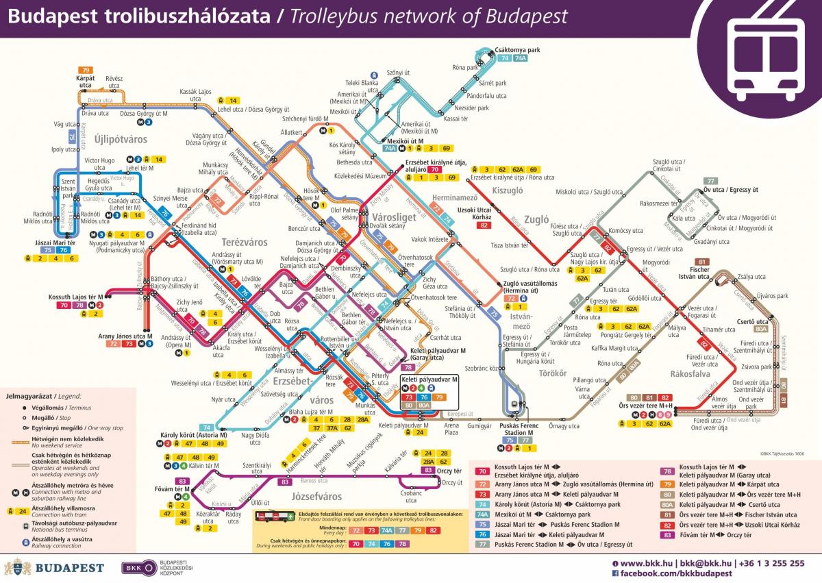 mapa Budapesztu trolejbus