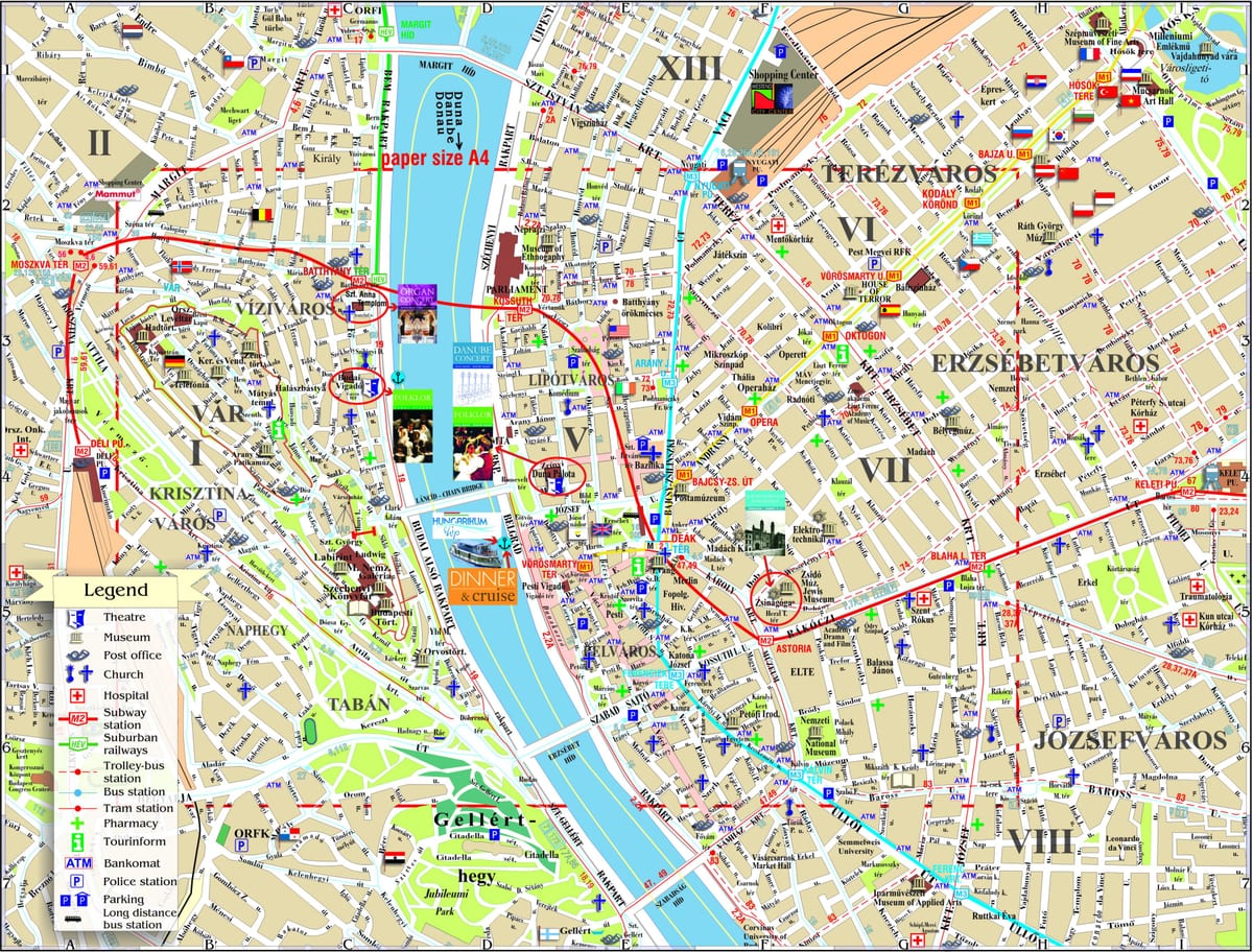 miasto Budapeszt mapa z atrakcjami