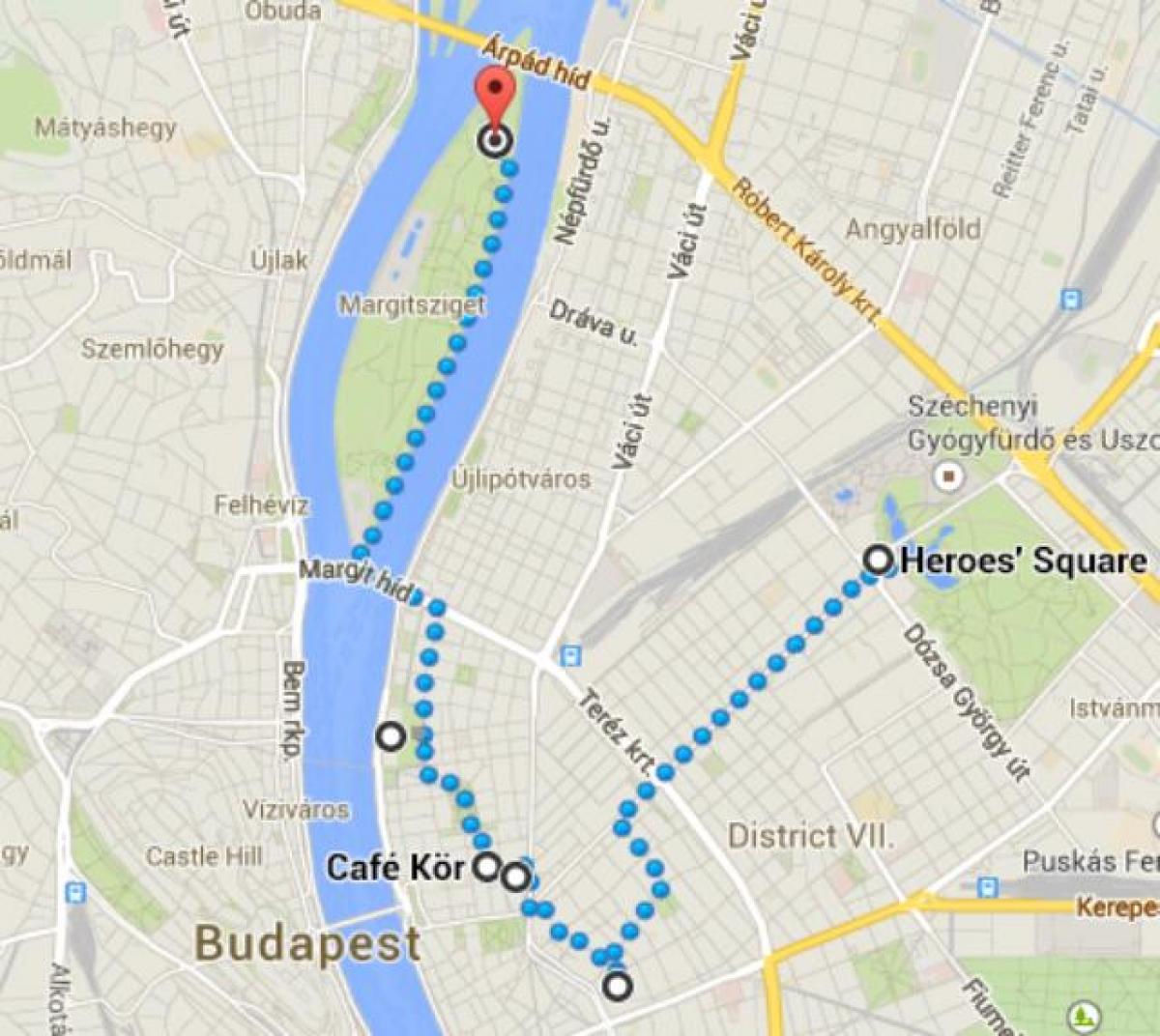 mapa plac Bohaterów w Budapeszcie