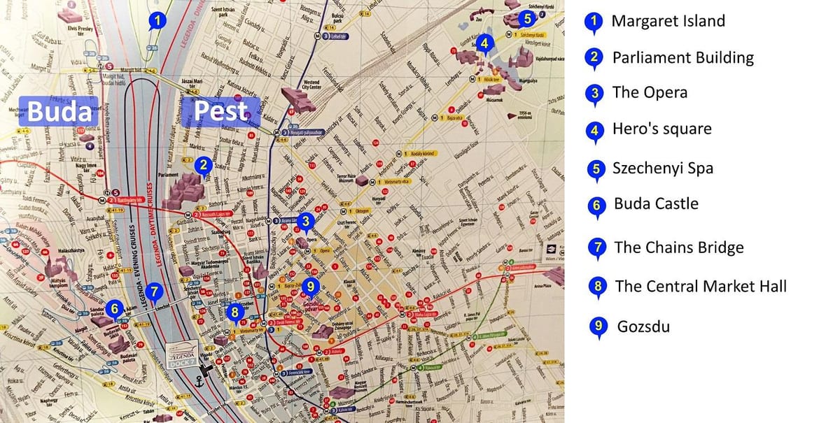 Góra zamkowa Budapeszt mapie