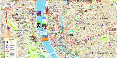 Miasto Budapeszt mapa z atrakcjami
