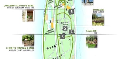 Mapa wyspy Małgorzaty w Budapeszcie